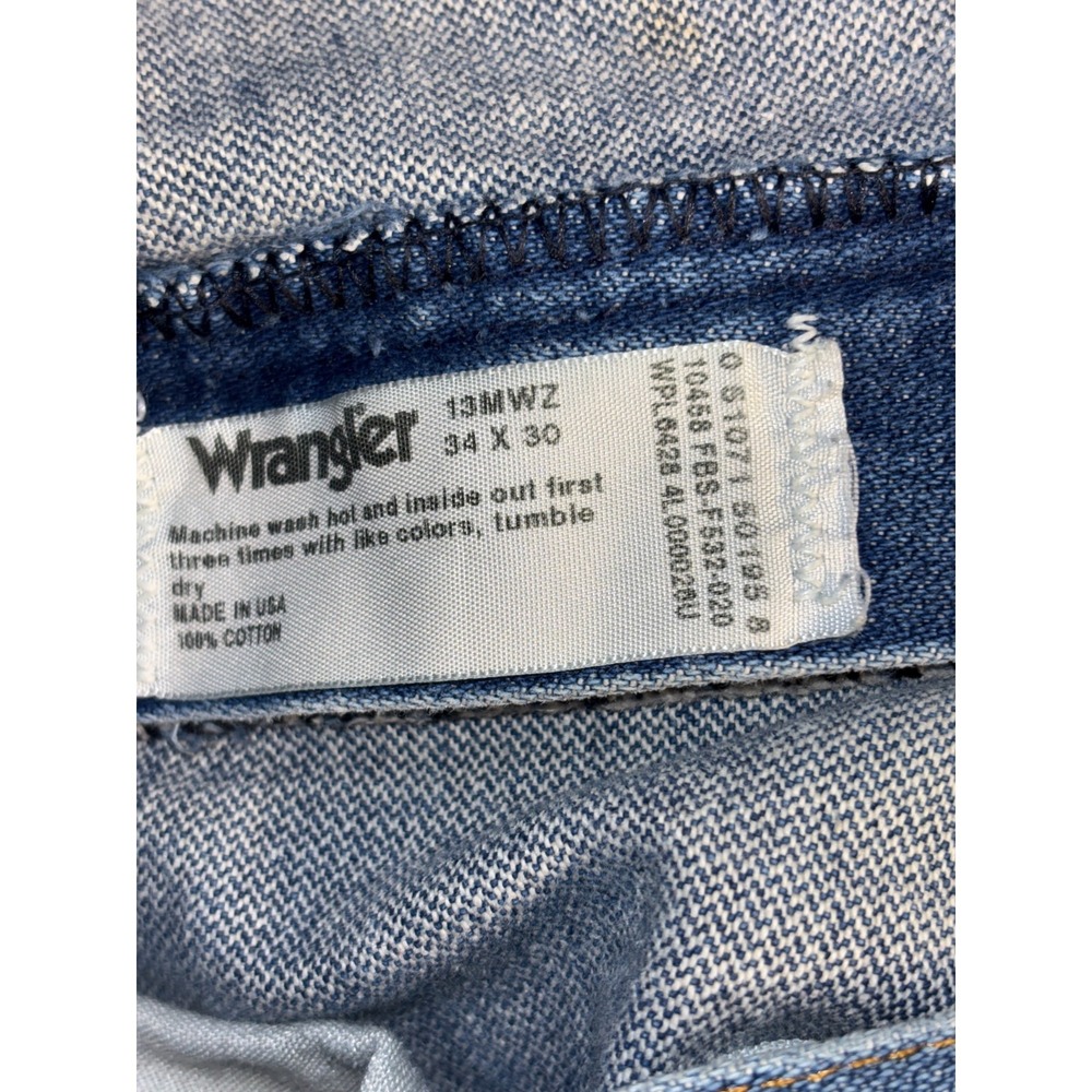 Wrangler 13MWZ Cowboy Cut Jeans Mens 34x30 Blue Denim Medium Wash Straight Leg - Picture 8 of 13